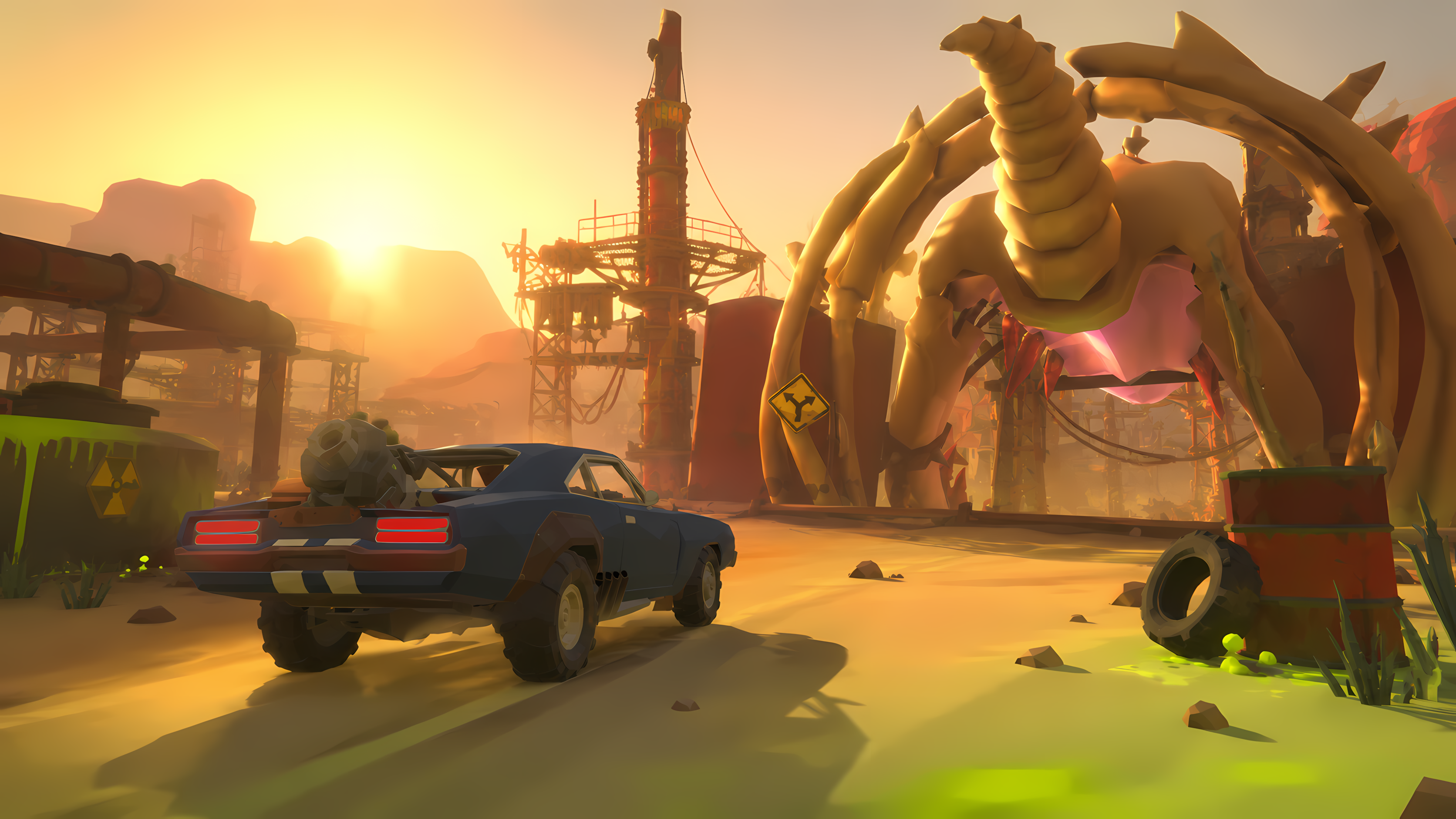 Car Crash Arena vehicle approaching the giant arena creature