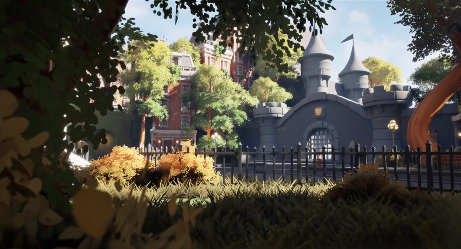 Stylized park and castle environment