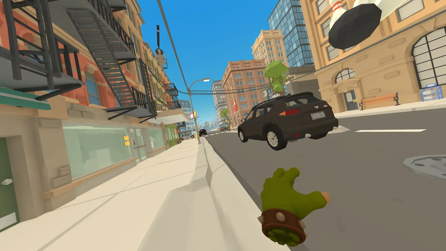 I'm Monster gameplay in a colorful city street