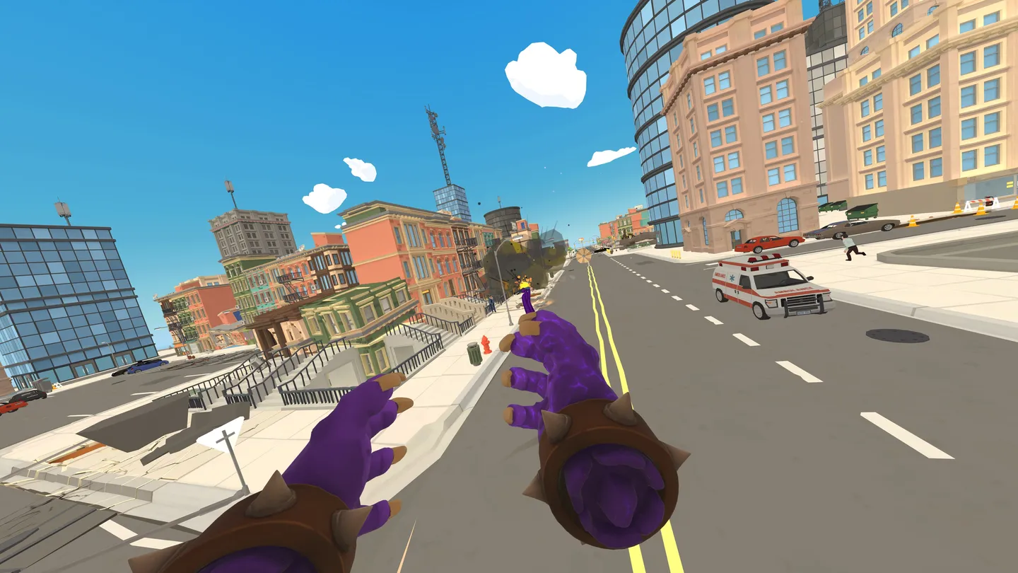 I'm Monster moving through a city street using its arms
