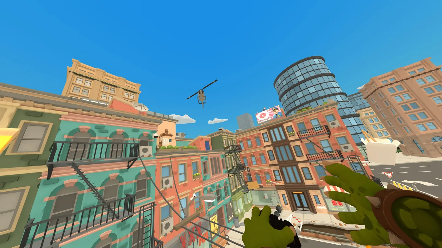 I'm Monster looking across a colorful city skyline
