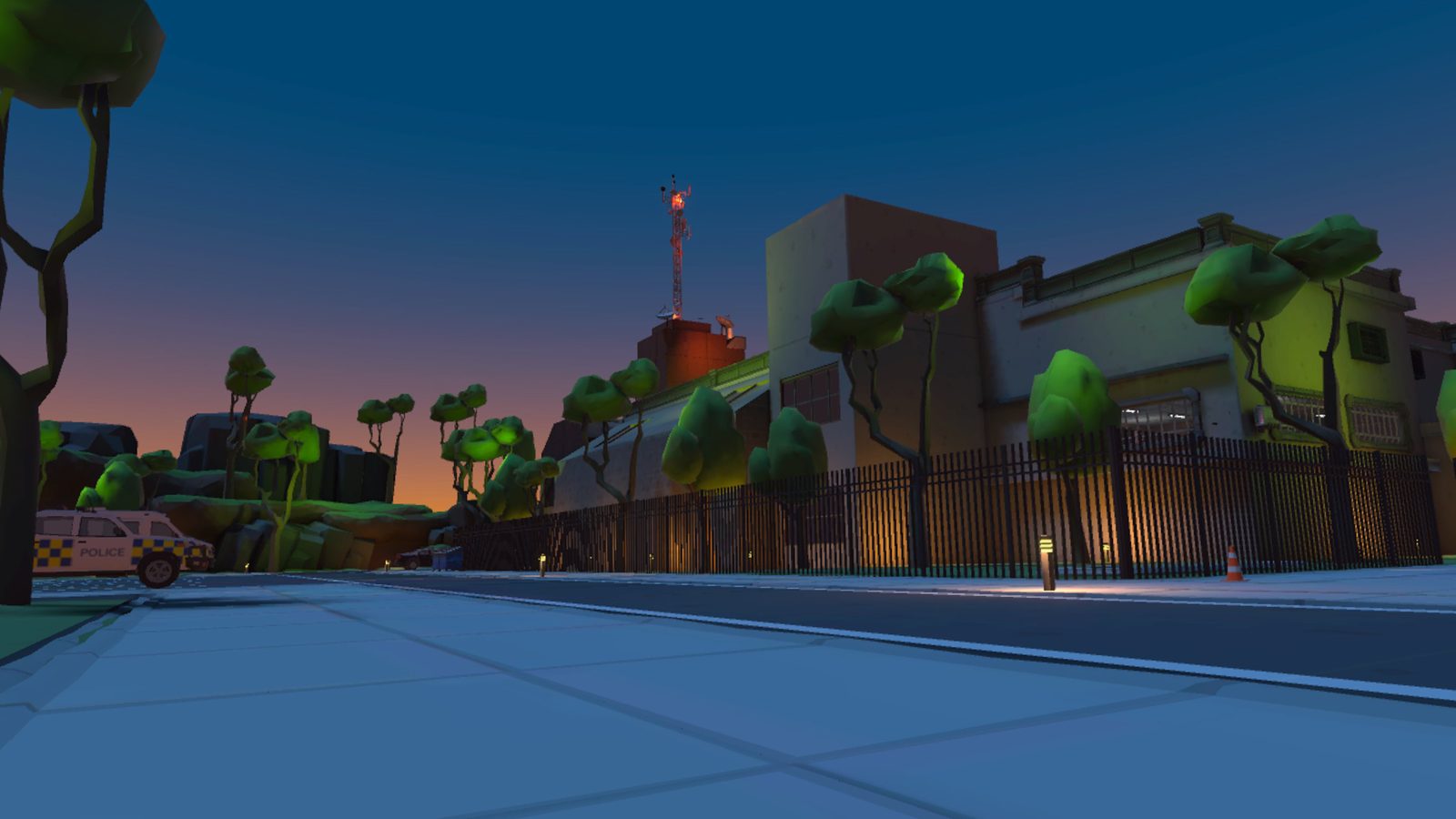 I'm Prisoner facility exterior at dusk