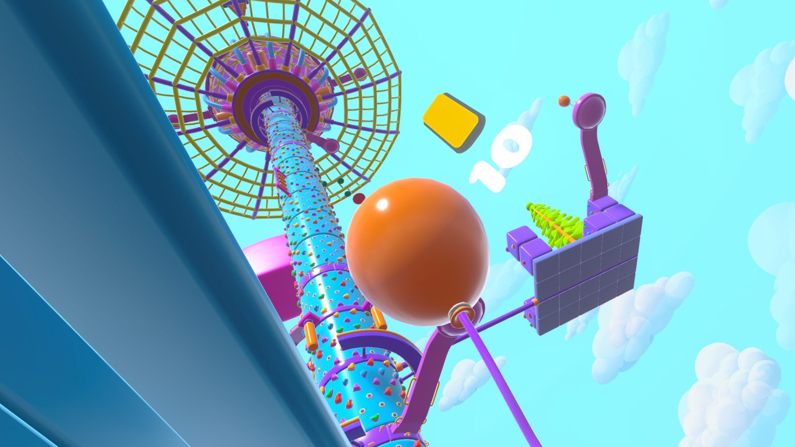 Infinity Climb tower challenge with floating obstacles